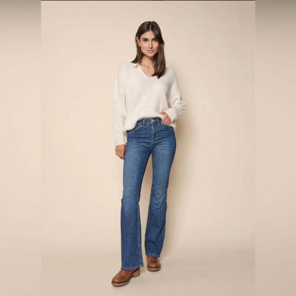 Mos Mosh Alli Ease High-Rise Blue Flare Jeans - Women 24 stretch NEW NWT